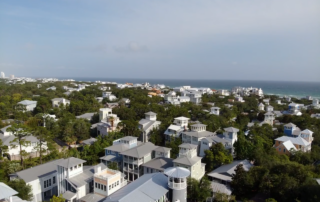 aerial photo of coastal houses