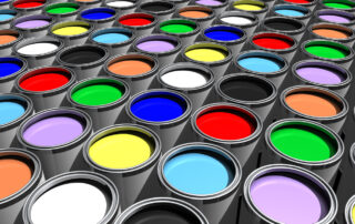 paint cans with various colors and finishes